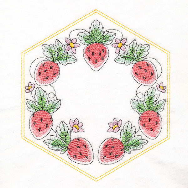 Sweet Fruit Quilt Hexagon - Strawberries