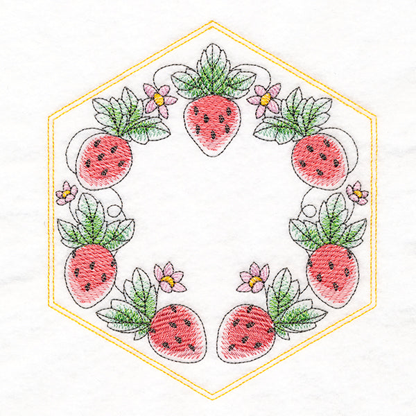 Sweet Fruit Quilt Hexagon - Strawberries
