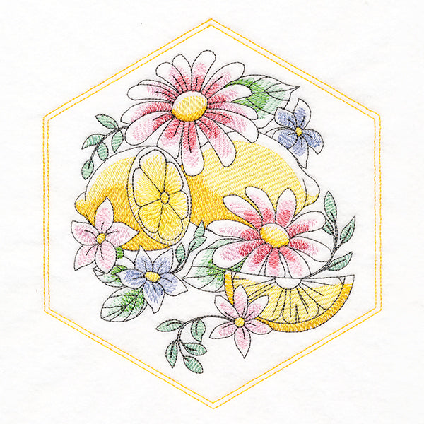 Sweet Fruit Quilt Hexagon - Citrus and Blooms