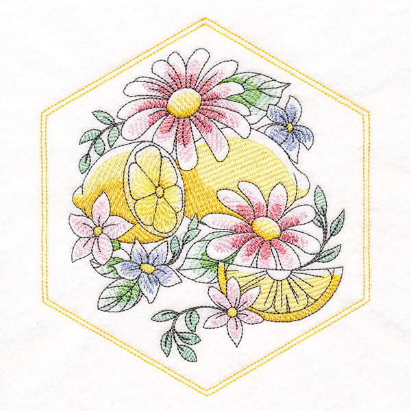 Sweet Fruit Quilt Hexagon - Citrus and Blooms