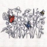 Wildflower Etching with Butterflies & Bee