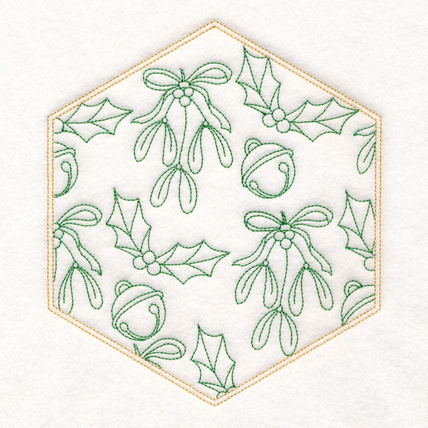 Festive Stitches Quilt Hexagon - Mistletoe