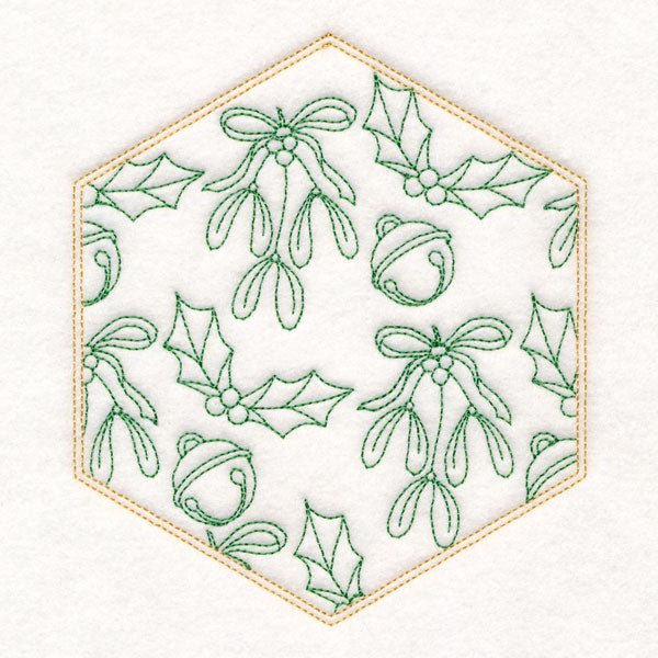 Festive Stitches Quilt Hexagon - Mistletoe