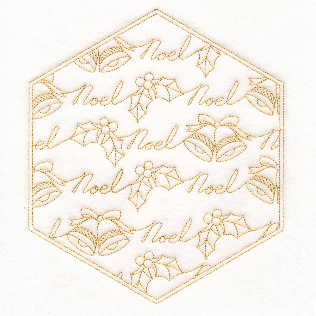 Festive Stitches Quilt Hexagon - Noel