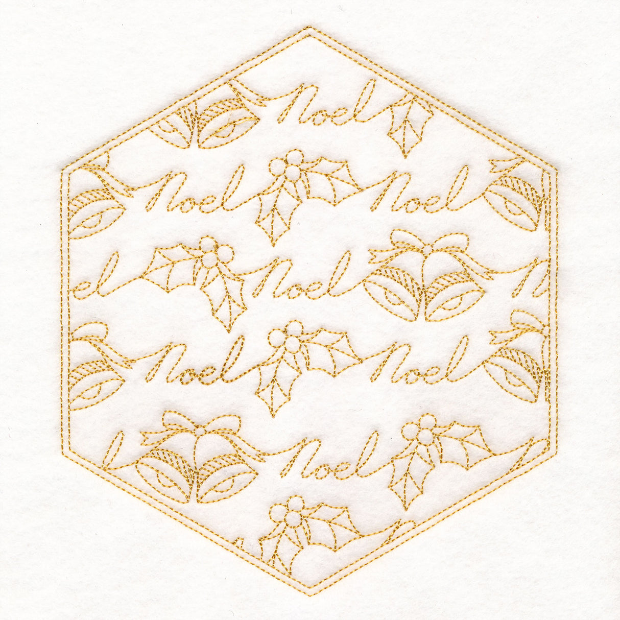 Festive Stitches Quilt Hexagon - Noel