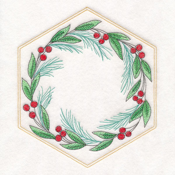Festive Stitches Quilt Hexagon - Botanicals