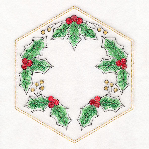 Festive Stitches Quilt Hexagon - Holly – Embroidery Library