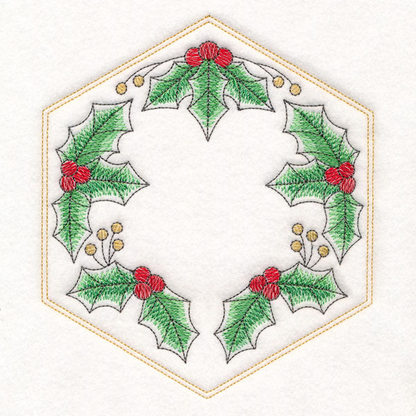 Festive Stitches Quilt Hexagon - Holly