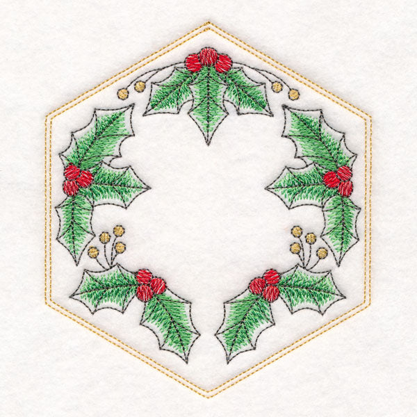 Festive Stitches Quilt Hexagon - Holly