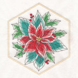 Festive Stitches Quilt Hexagon - Poinsettia Bouquet