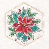 Festive Stitches Quilt Hexagon - Poinsettia Bouquet