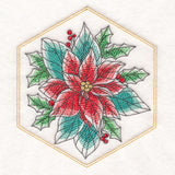 Festive Stitches Quilt Hexagon - Poinsettia Bouquet
