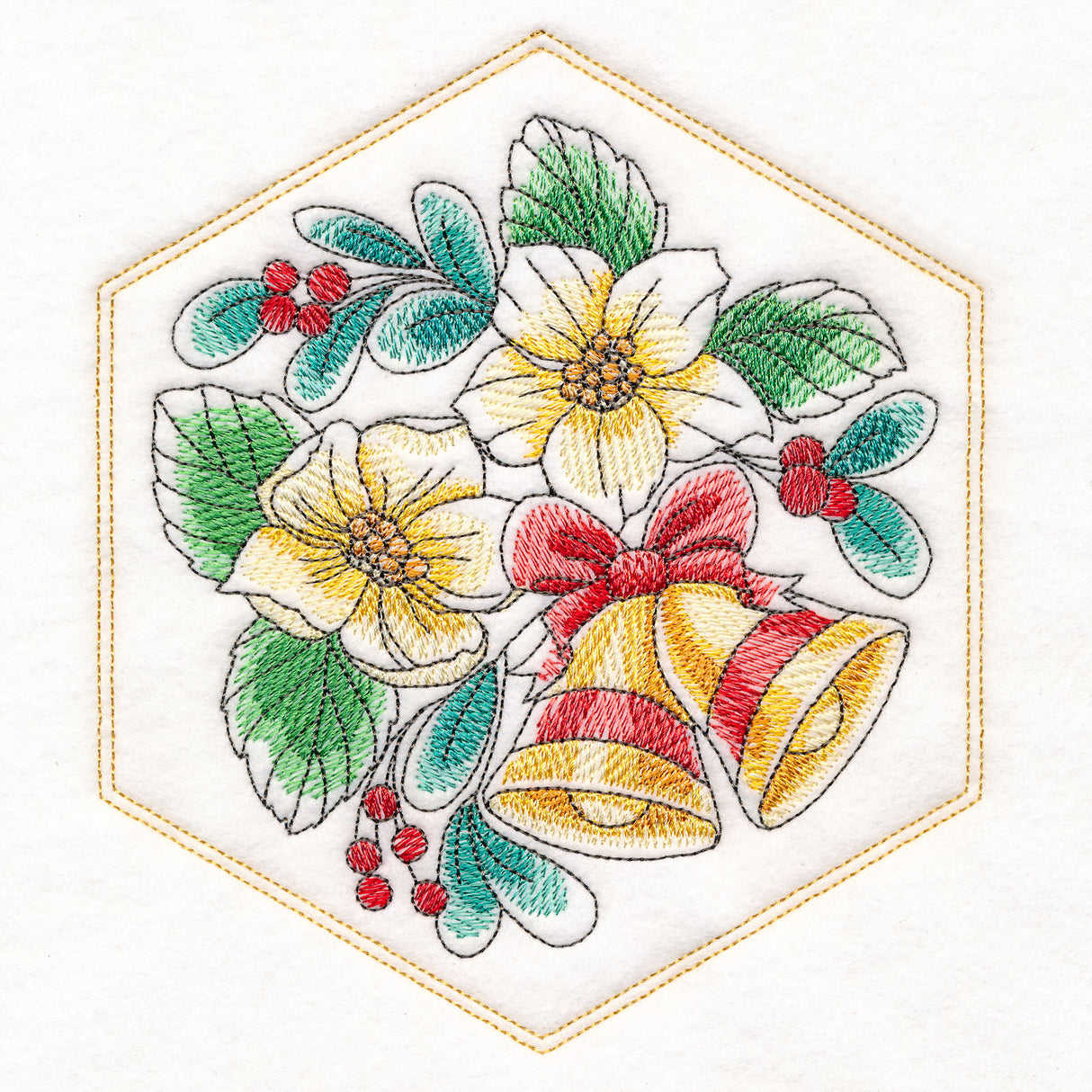 Festive Stitches Quilt Hexagon - Rose