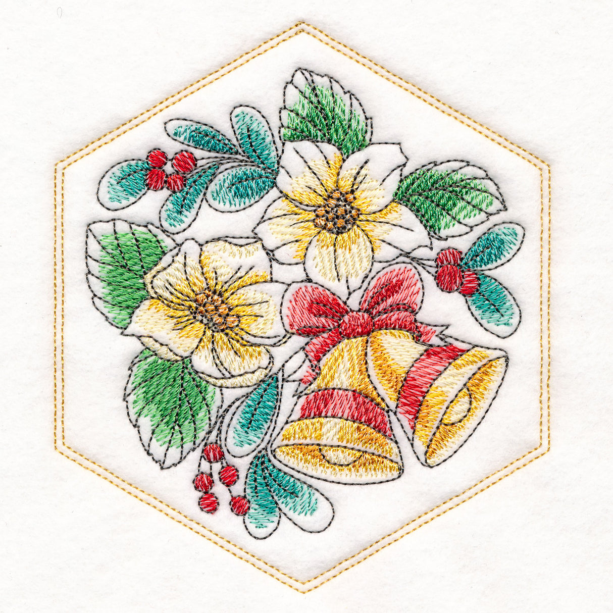 Festive Stitches Quilt Hexagon - Rose