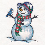 Sweet Snowman Etching and Blue Jay