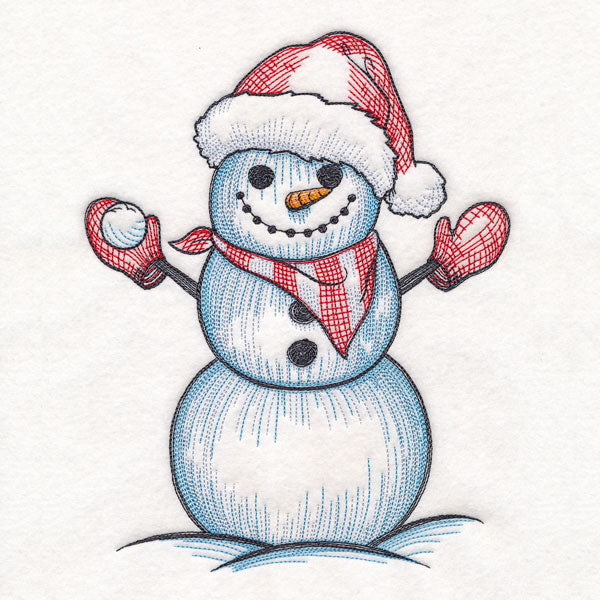 Sweet Snowman Etching with Santa Hat