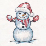 Sweet Snowman Etching with Santa Hat