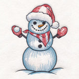 Sweet Snowman Etching with Santa Hat