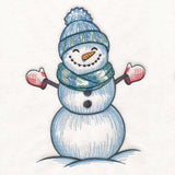 Sweet Snowman Etching with Mittens