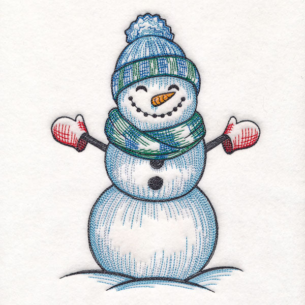 Sweet Snowman Etching with Mittens