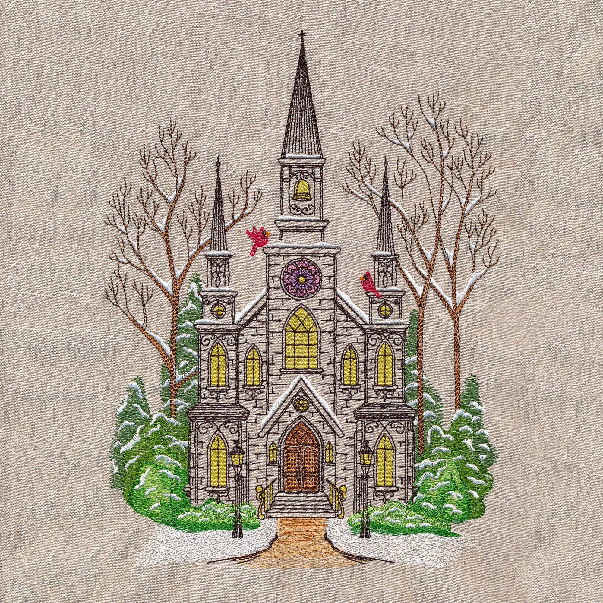 Classic Winter Church Scene