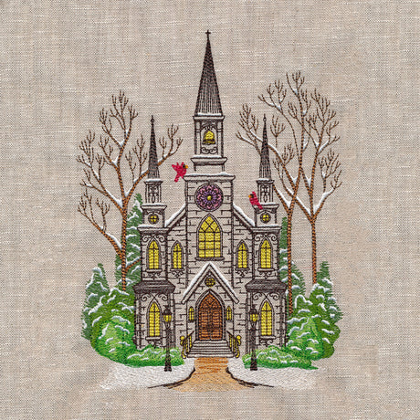 Classic Winter Church Scene