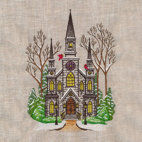 Classic Winter Church Scene
