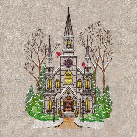 Classic Winter Church Scene