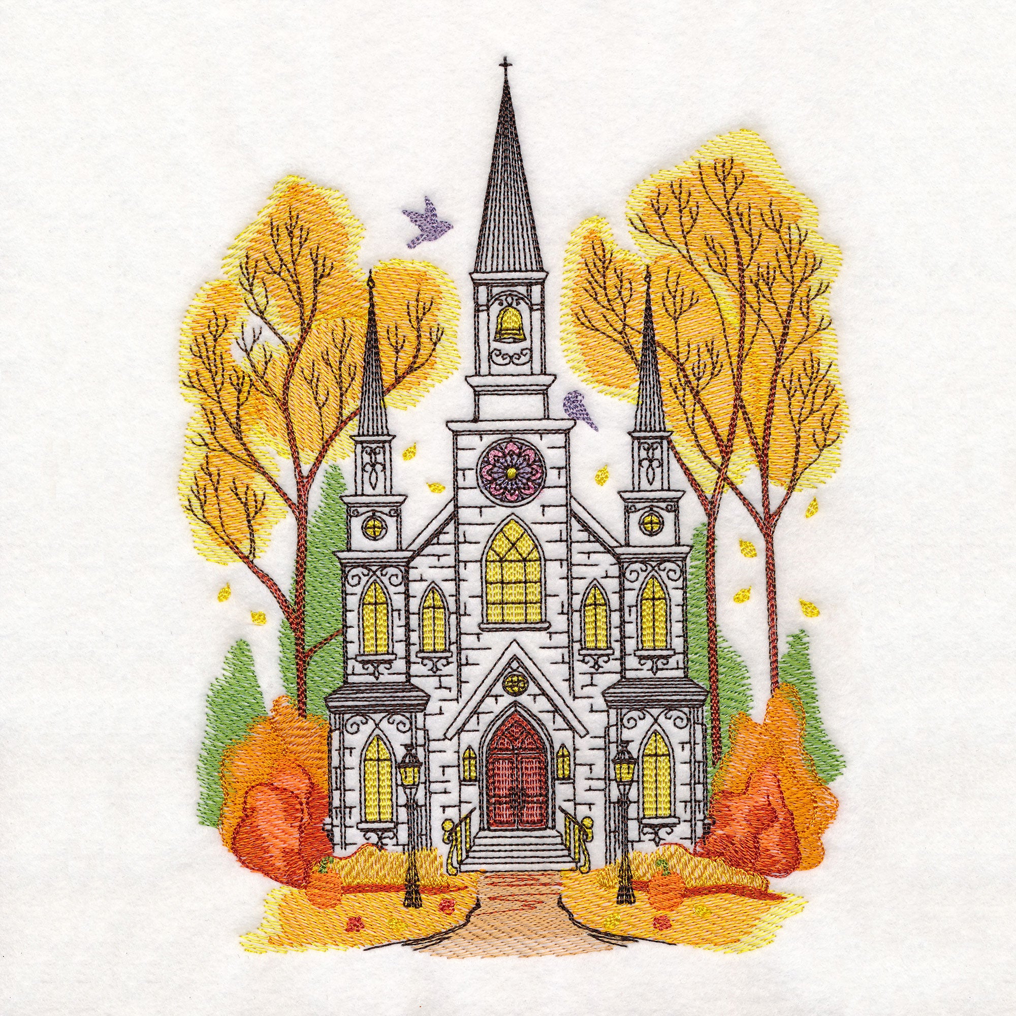 Classic Fall Church Scene