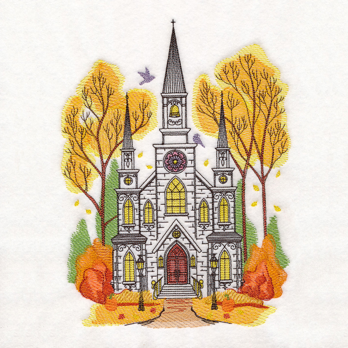 Classic Fall Church Scene