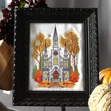 Classic Fall Church Scene