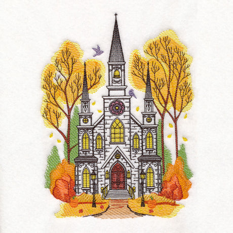 Classic Fall Church Scene