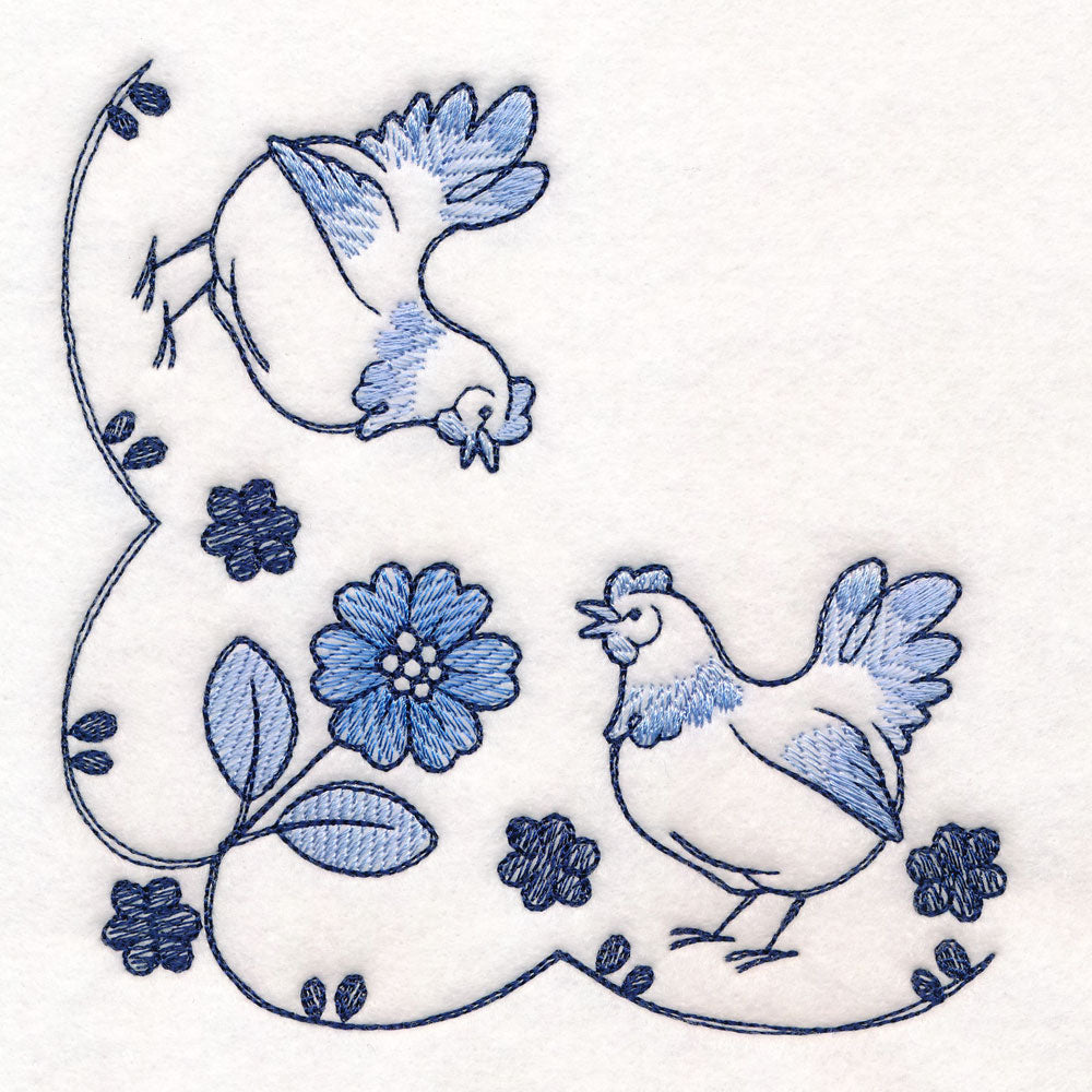 Delicate Delft Blue Corner - Chicken