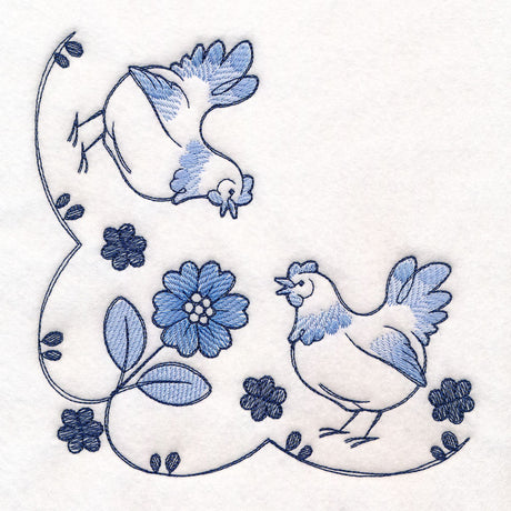 Delicate Delft Blue Corner - Chicken