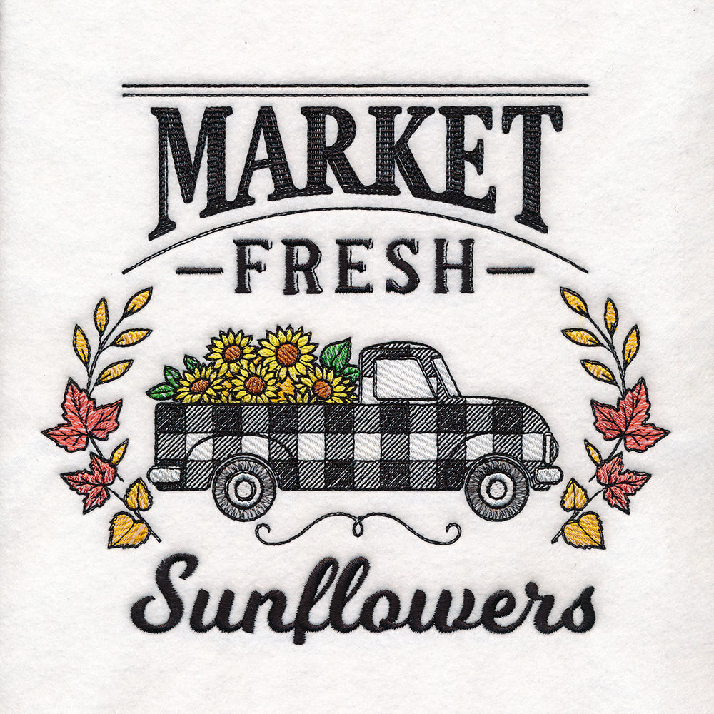 Fresh Market Autumn Retro Truck - Sunflowers