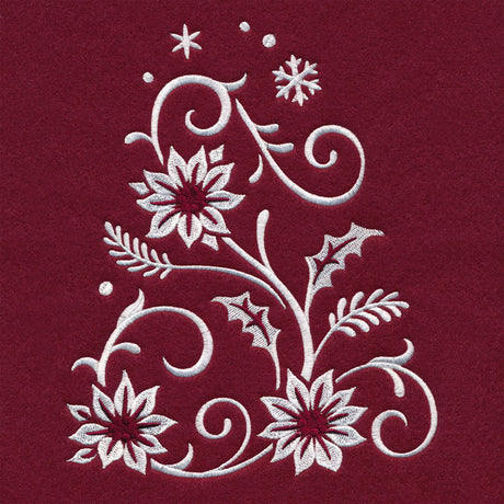 Christmas Tree Skirt - Poinsettia (Whitework)