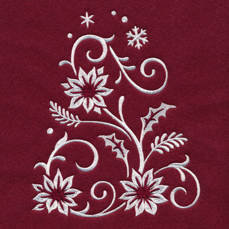 Christmas Tree Skirt - Poinsettia (Whitework)