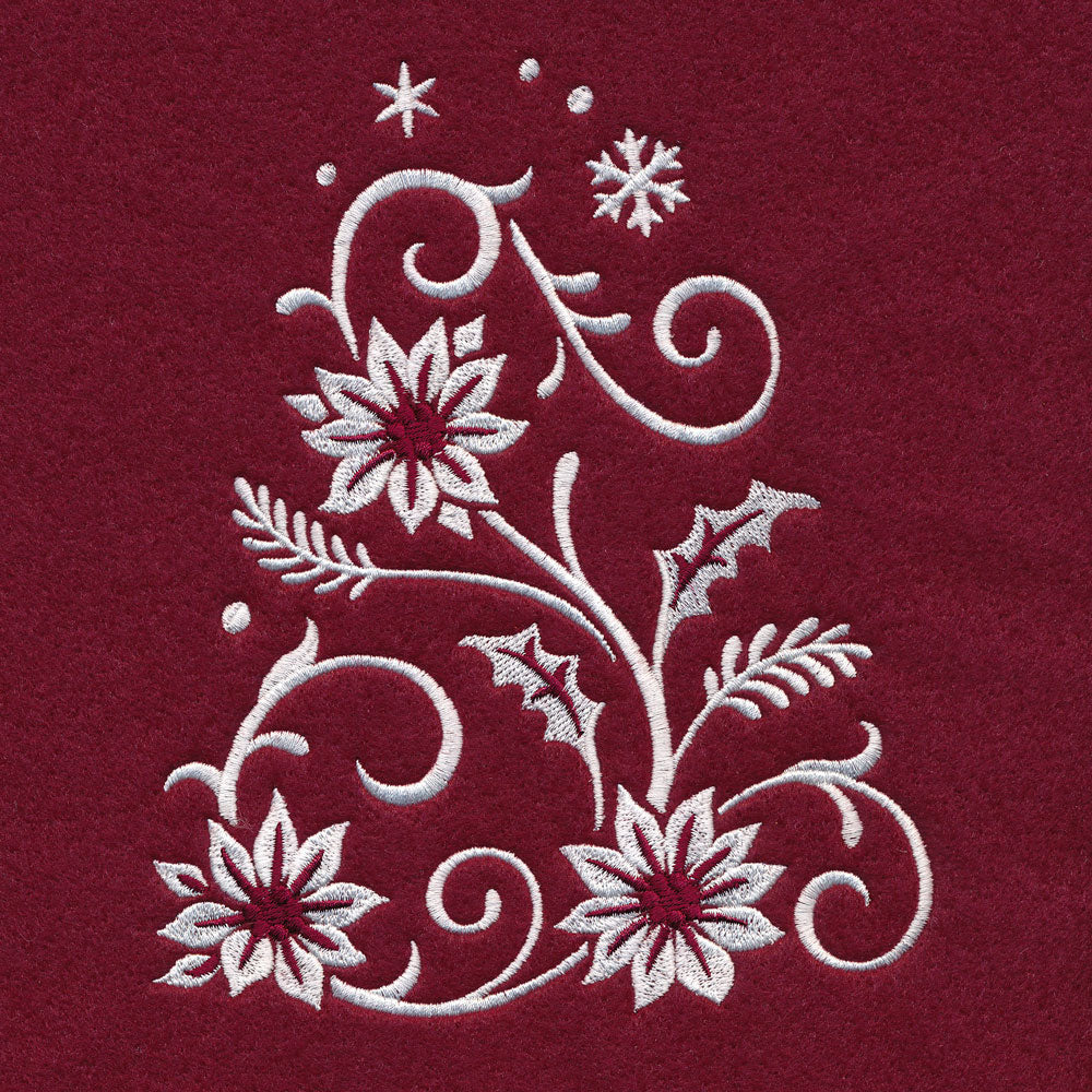 Christmas Tree Skirt - Poinsettia (Whitework)