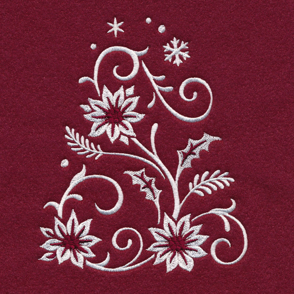 Christmas Tree Skirt - Poinsettia (Whitework)