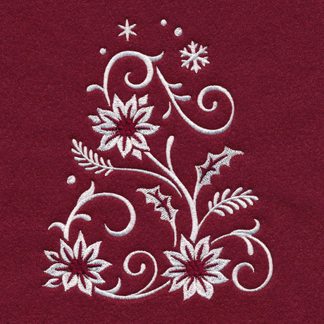 Christmas Tree Skirt - Poinsettia (Whitework)