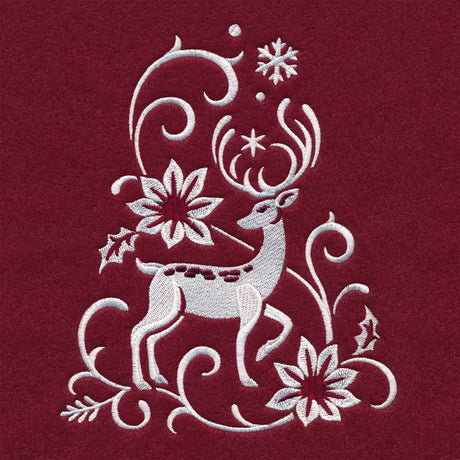 Christmas Tree Skirt - Reindeer (Whitework)