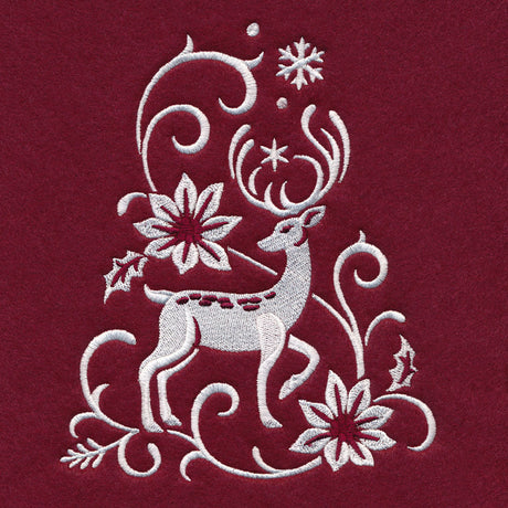 Christmas Tree Skirt - Reindeer (Whitework)