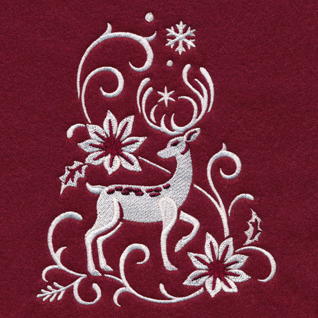 Christmas Tree Skirt - Reindeer (Whitework)