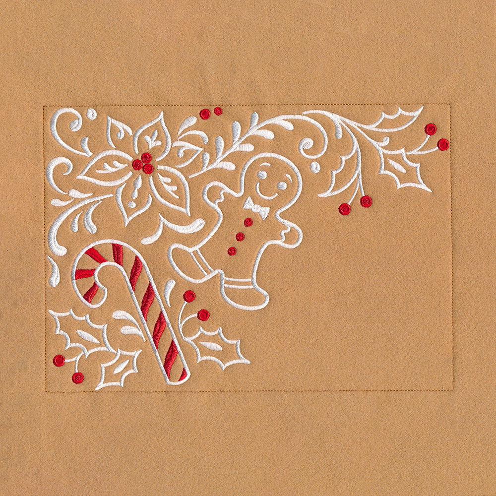 Gingerbread Christmas Placemat Corner - Top Left