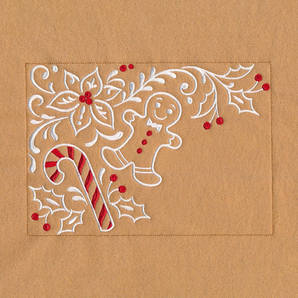 Gingerbread Christmas Placemat Corner - Top Left