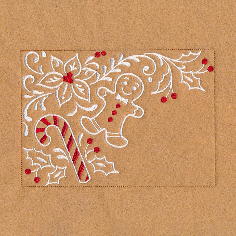 Gingerbread Christmas Placemat Corner - Top Left