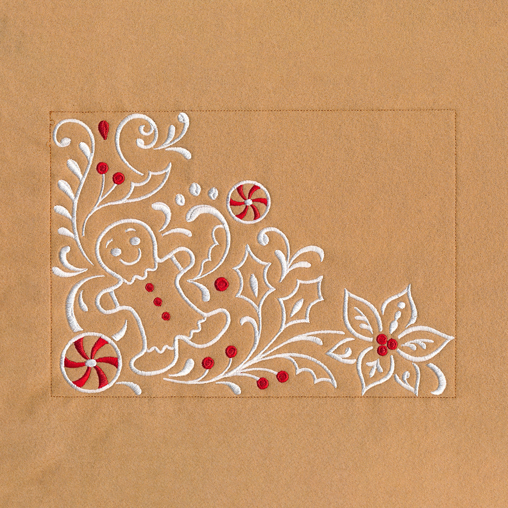 Gingerbread Christmas Placemat Corner - Bottom Left