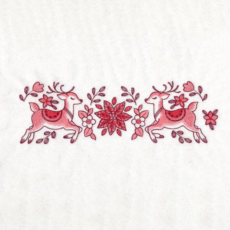 Christmas Delft Poinsettia & Reindeer Border