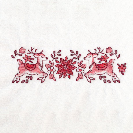 Christmas Delft Poinsettia & Reindeer Border