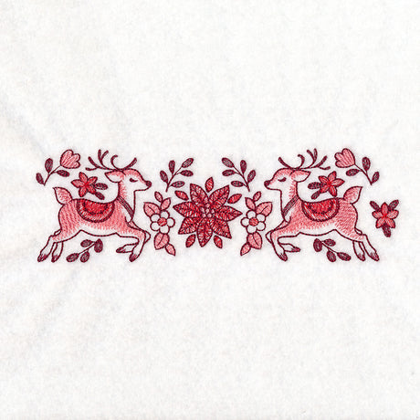 Christmas Delft Poinsettia & Reindeer Border